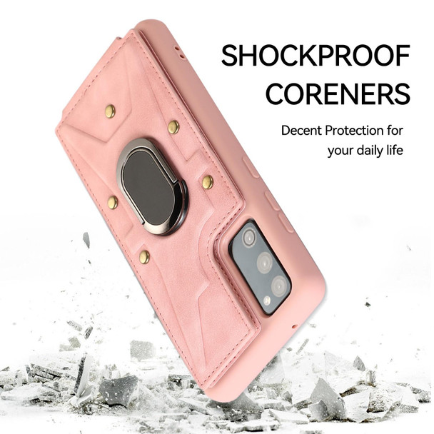 For Samsung Galaxy S20 Armor Ring Wallet Back Cover Phone Case(Pink)