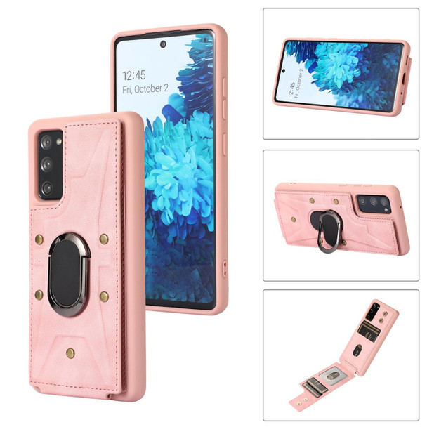 For Samsung Galaxy S20 Armor Ring Wallet Back Cover Phone Case(Pink)