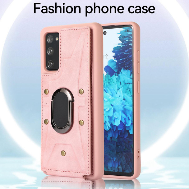 For Samsung Galaxy S20 FE Armor Ring Wallet Back Cover Phone Case(Pink)