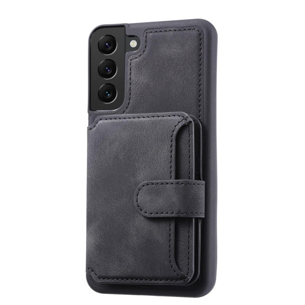 For Samsung Galaxy S21 FE 5G Skin Feel Dream Anti-theft Brush Shockproof Portable Skin Card Bag Phone Case(Black)