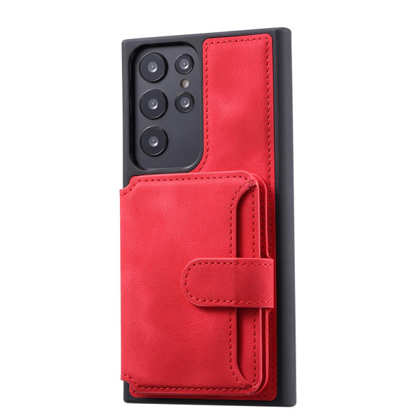 For Samsung Galaxy S23 Ultra 5G Skin Feel Dream Anti-theft Brush Shockproof Portable Skin Card Bag Phone Case(Red)