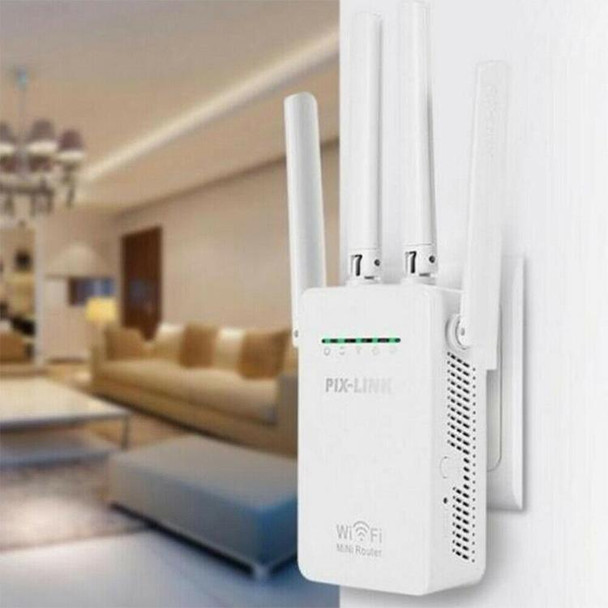 Wireless Smart WiFi Router Repeater with 4 WiFi Antennas, Plug Specification:EU Plug(Black)