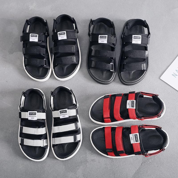 Summer Slippers Dual-purpose Beach Shoes Men Sandals, Size: 46(Black+White)