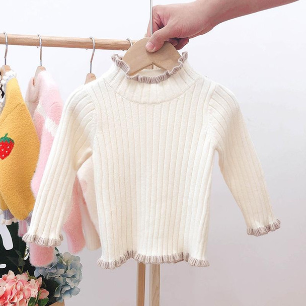 Autumn and Winter Girls Sweater Baby Warm Pullover Bottoming Shirt, Size: 130cm(Beige)