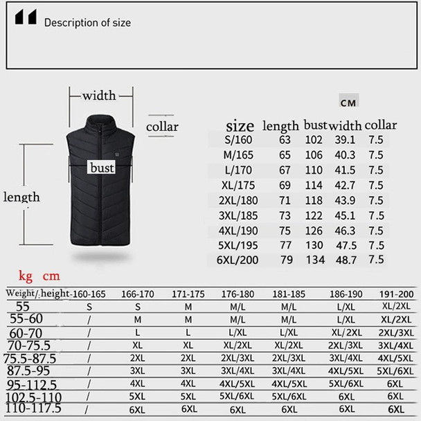 11 Area Double Control Black USB Electric Heating Undershirt Intelligent Warm Vest(XL)