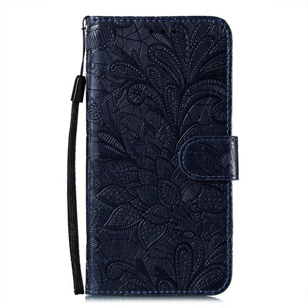 For Xiaomi Redmi Note 12 Pro Lace Flower Embossing Flip Leather Phone Case(Dark Blue)