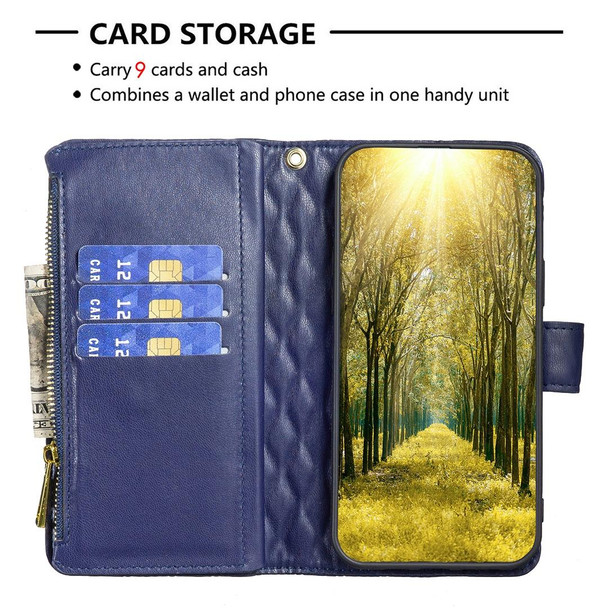 For Xiaomi Redmi Note 12 4G Global Diamond Lattice Zipper Wallet Leather Flip Phone Case(Blue)