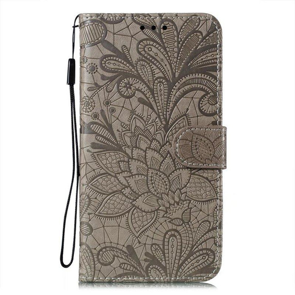 For Samsung Galaxy A24 5G Lace Flower Embossing Flip Leatherette Phone Case(Grey)