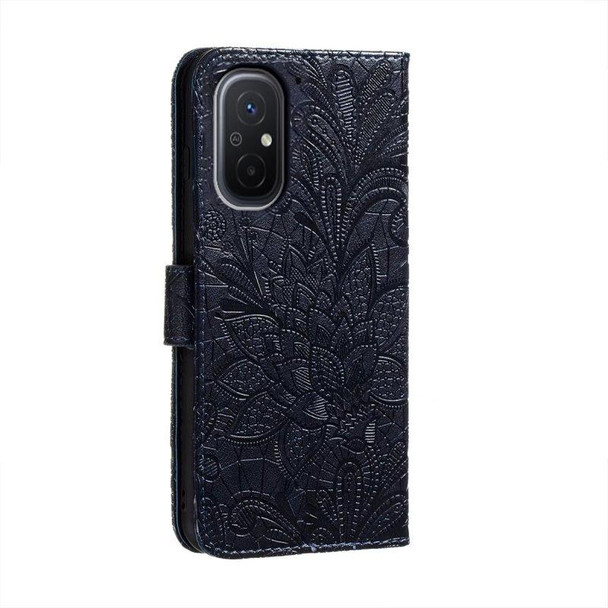 For Xiaomi Redmi 12C Lace Flower Embossing Flip Leather Phone Case(Dark Blue)