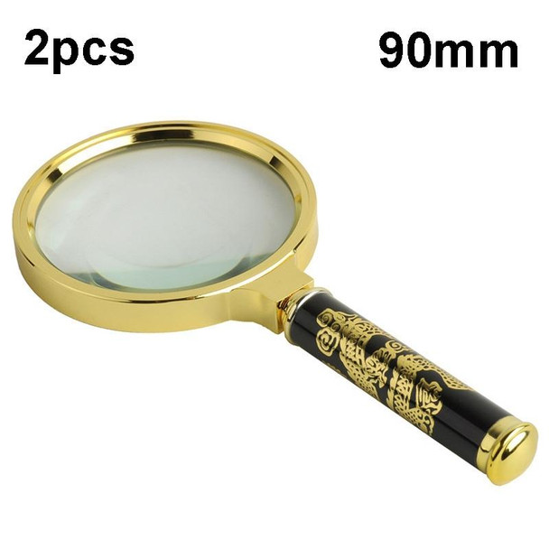 2pcs Elderly Reading Books Handheld Magnifier, Diameter:90mm(Non-removable Handle)