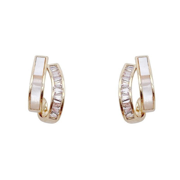 Shell Double Layer Earrings with Diamond Earrings, Color: EH1223