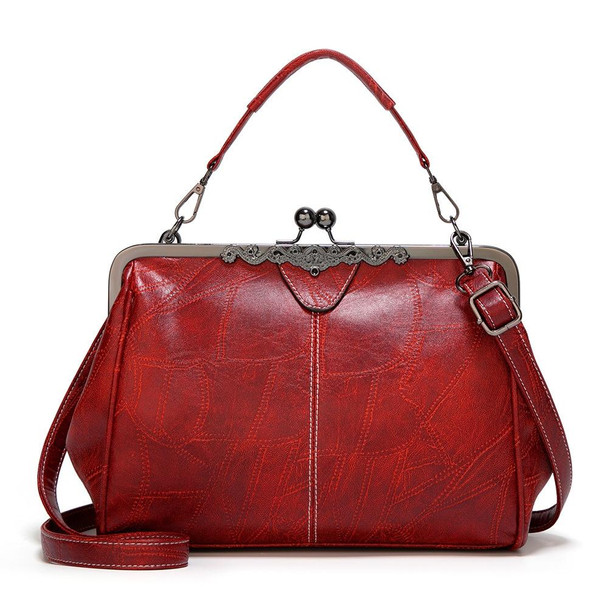 036 Vintage Buckle Handbags Leatherette Adjustable Crossbody Bag(Red)