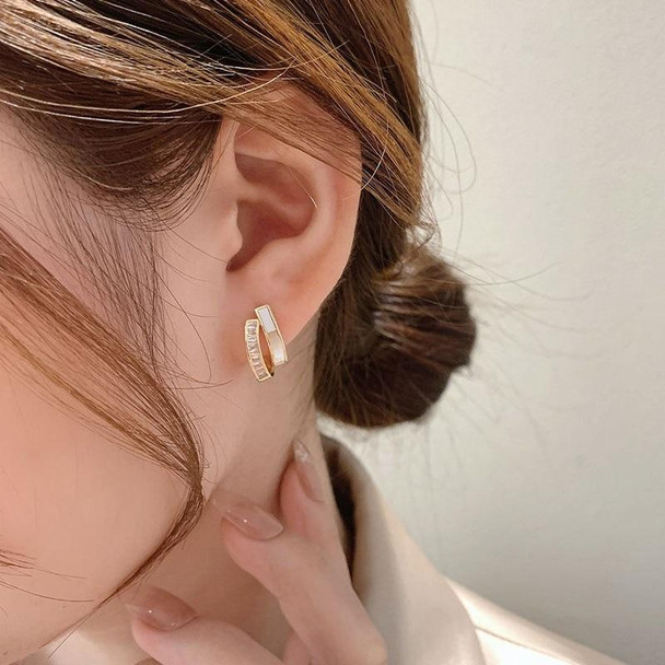 Shell Double Layer Earrings with Diamond Earrings, Color: EH1464