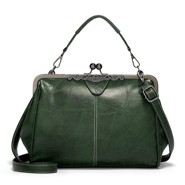 036 Vintage Buckle Handbags Leatherette Adjustable Crossbody Bag(Green)