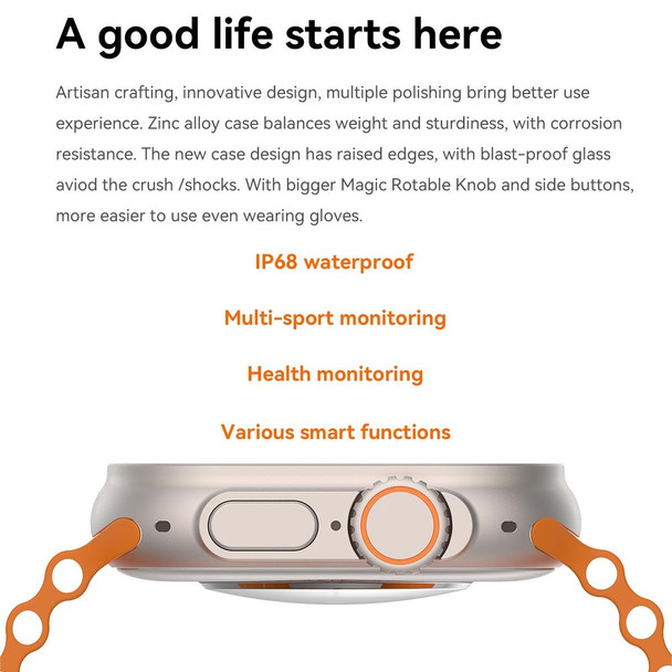 Q8 Ultra 1.96 inch TFT Screen Smart Watch, Support Heart Rate / Blood Pressure Monitoring(Orange)