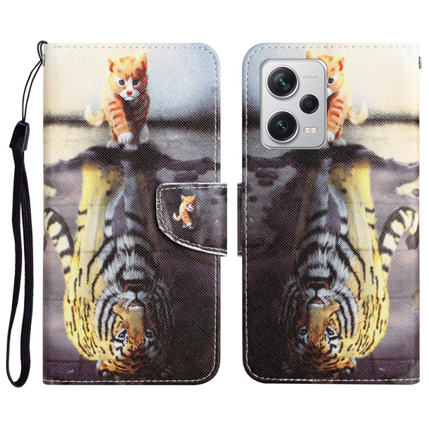 For Xiaomi Redmi Note 12 Pro 5G/Poco X5 Pro Colored Drawing Leather Phone Case(Tiger)