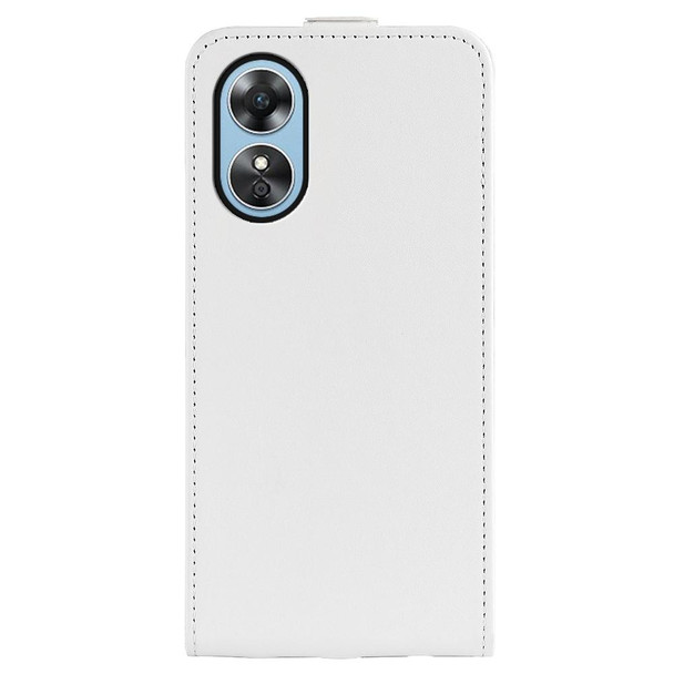 For OPPO A17 R64 Texture Vertical Flip Leatherette Phone Case(White)