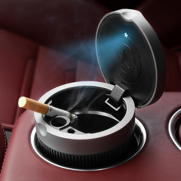 Multi-function Portable Creative LED Car Cigarette Ash Tray Ashtray with Lid(Silver)