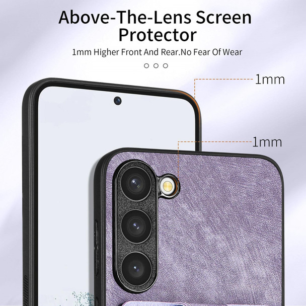 For Samsung Galaxy S21+ 5G Retro Skin-feel Ring Card Wallet Phone Case(Purple)