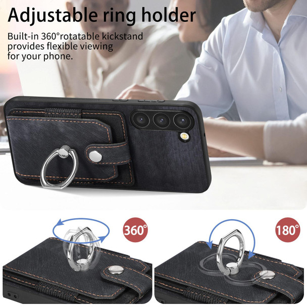 For Samsung Galaxy S20 Ultra Retro Skin-feel Ring Card Wallet Phone Case(Black)