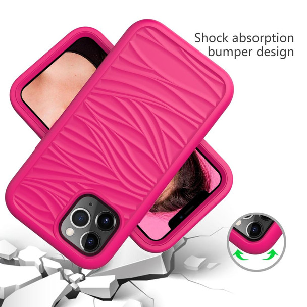 iPhone 12 mini Wave Pattern 3 in 1 Silicone+PC Shockproof Protective Case(Hot Pink)