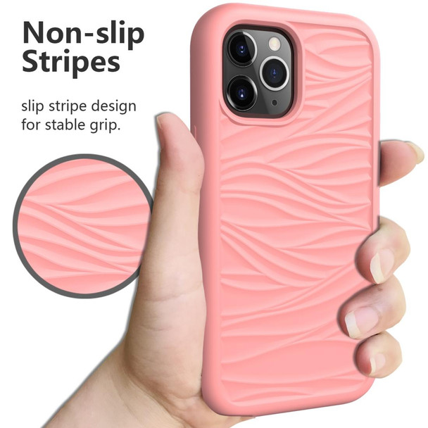 iPhone 12 mini Wave Pattern 3 in 1 Silicone+PC Shockproof Protective Case(Rose Gold)