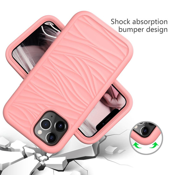 iPhone 12 mini Wave Pattern 3 in 1 Silicone+PC Shockproof Protective Case(Rose Gold)