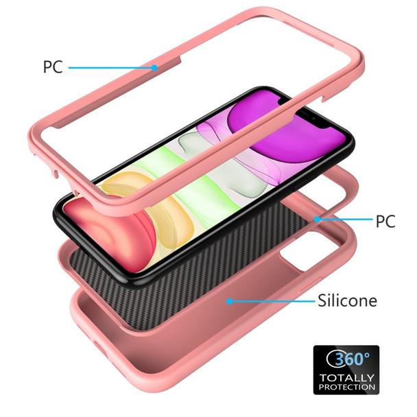iPhone 11 Pro Wave Pattern 3 in 1 Silicone+PC Shockproof Protective Case(Rose Gold)