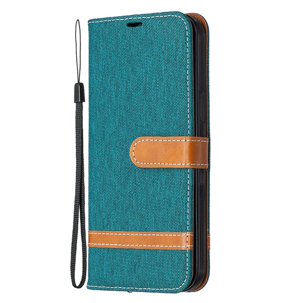 iPhone 12 Pro Max Color Matching Denim Texture Horizontal Flip Leather Case with Holder & Card Slots & Wallet & Lanyard(Green)