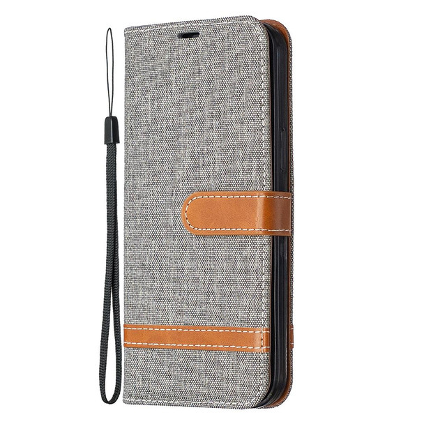 iPhone 12 Pro Max Color Matching Denim Texture Horizontal Flip Leather Case with Holder & Card Slots & Wallet & Lanyard(Grey)