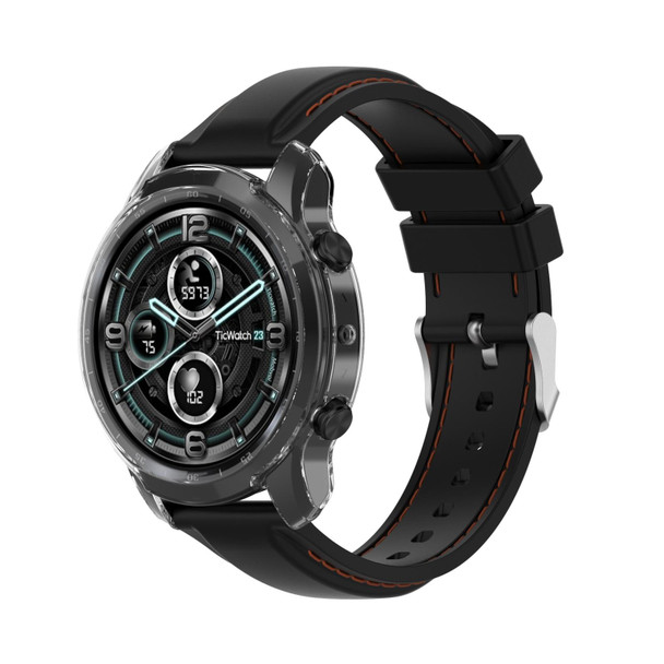 For Ticwatch Pro X TPU Color Transparent Half Wrapped Protective Shell(Transparent Black)