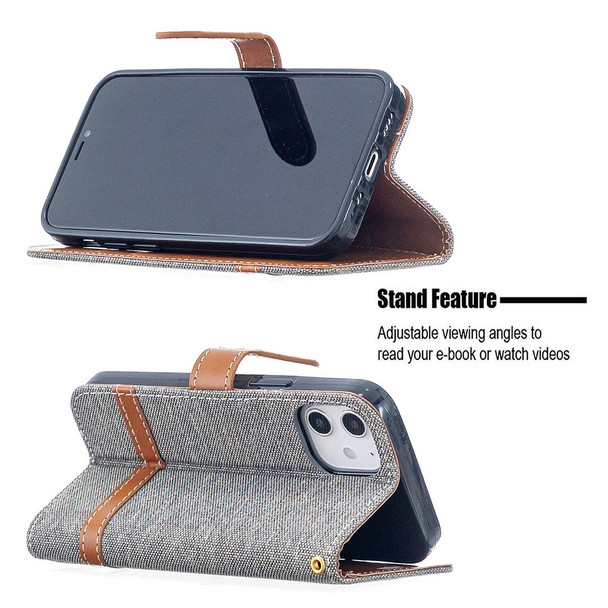 iPhone 12 mini Color Matching Denim Texture Horizontal Flip Leather Case with Holder & Card Slots & Wallet & Lanyard(Grey)