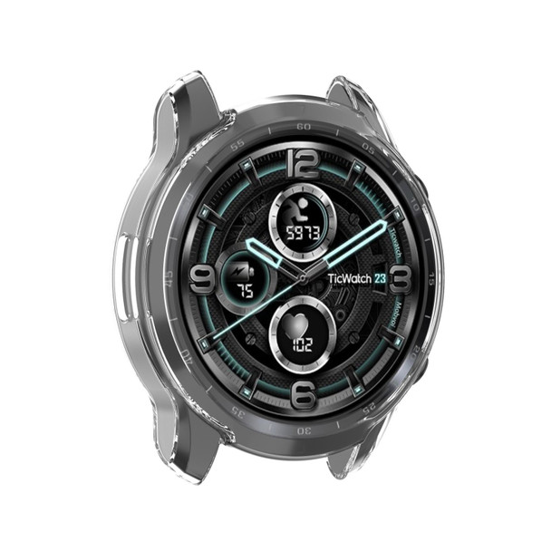 For Ticwatch Pro 3 Ultra GPS TPU Color Transparent Half Wrapped Protective Shell(Transparent Black)