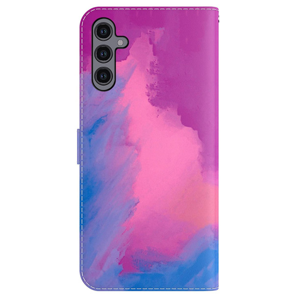 For Samsung Galaxy A24 4G Watercolor Pattern Flip Leatherette Phone Case(Purple Red)