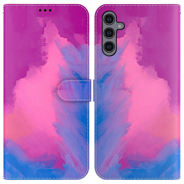 For Samsung Galaxy A24 4G Watercolor Pattern Flip Leatherette Phone Case(Purple Red)