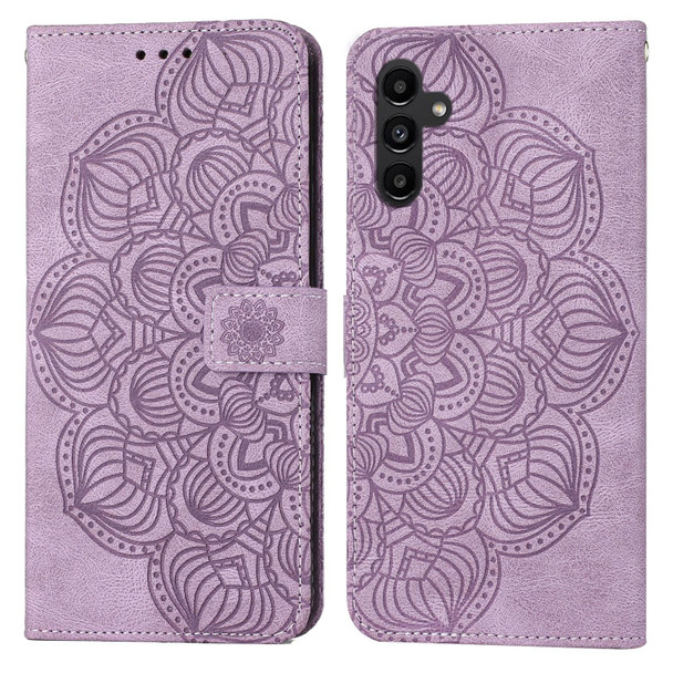 For Samsung Galaxy A24 4G Mandala Embossed Flip Leatherette Phone Case(Purple)