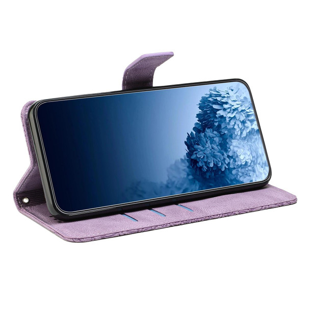 For Samsung Galaxy A24 4G Mandala Embossed Flip Leatherette Phone Case(Purple)
