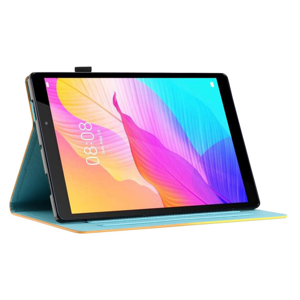 For Lenovo M10 Plus X606F Coloured Drawing Stitching Smart Leatherette Tablet Case(Butterfly)