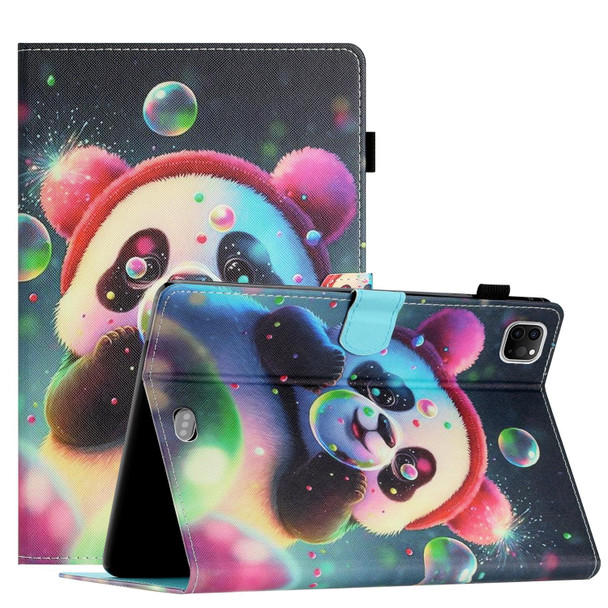 For iPad Pro 11 / Air 4 / Air 5 Coloured Drawing Stitching Smart Leatherette Tablet Case(Panda)
