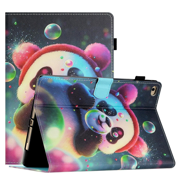 For iPad 9.7 2017&2018/Air 2/Air Coloured Drawing Stitching Smart Leatherette Tablet Case(Panda)