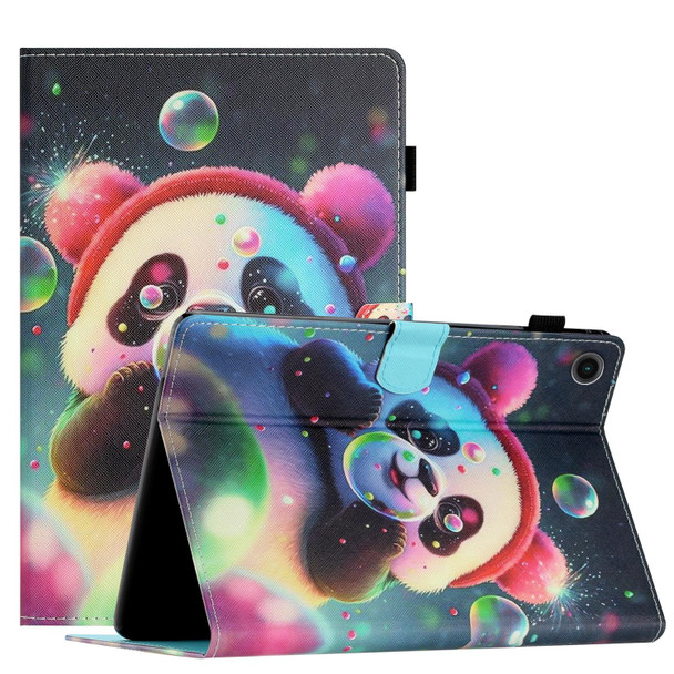 For Samsung Galaxy Tab A8 10.5 2021 X205/X200 Coloured Drawing Stitching Smart Leatherette Tablet Case(Panda)