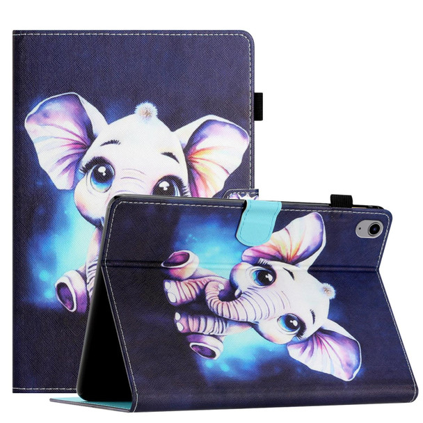 For iPad mini 6 Coloured Drawing Stitching Smart Leatherette Tablet Case(Elephant)