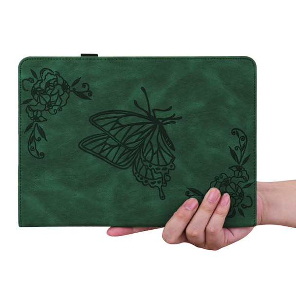 For Lenovo Tab M9 Butterfly Flower Embossed Leatherette Tablet Case(Green)