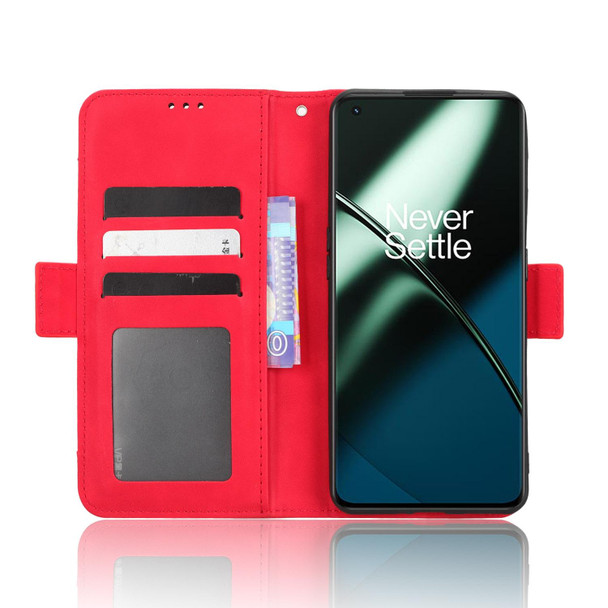 For OnePlus 11R / Ace 2 Skin Feel Calf Texture Card Slots Leatherette Phone Case(Red)