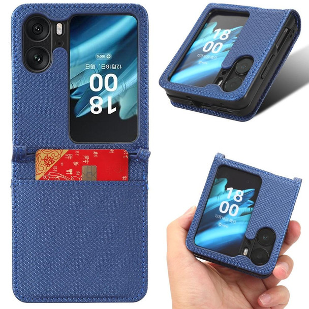 For OPPO Find N2 Flip Diamond Texture Leatherette Phone Case(Blue)