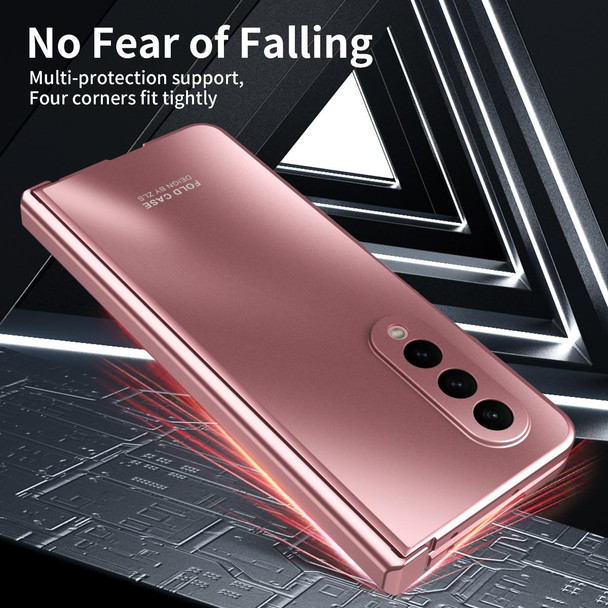 For Samsung Galaxy Z Fold4 5G Integrated Electroplating Folding All-inclusive Phone Case(Rose Gold)