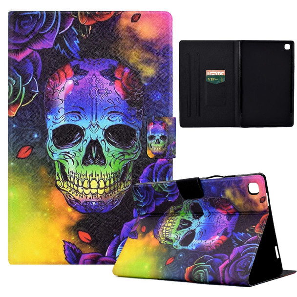 For Samsung Galaxy Tab A7 10.4 2020 T500 Coloured Drawing Smart Leatherette Tablet Case(Skull)