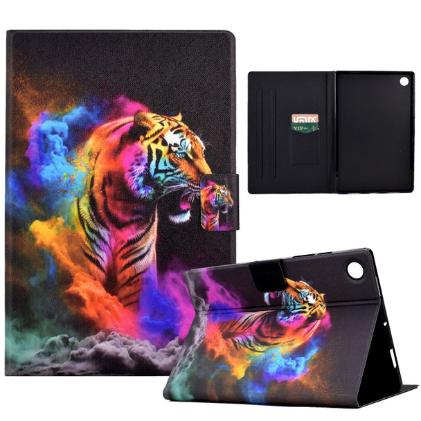 For Lenovo Tab M10 Plus 10.6 3rd Gen 2022 Coloured Drawing Smart Leatherette Tablet Case(Tiger)