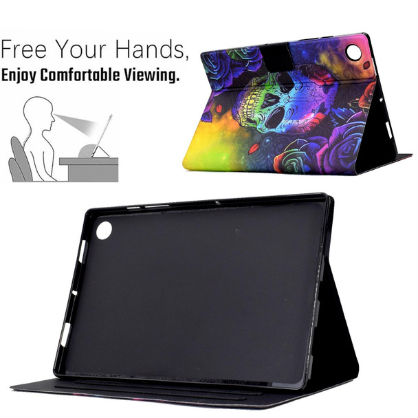 For Lenovo Tab M10 3rd Gen Coloured Drawing Smart Leatherette Tablet Case(Skull)