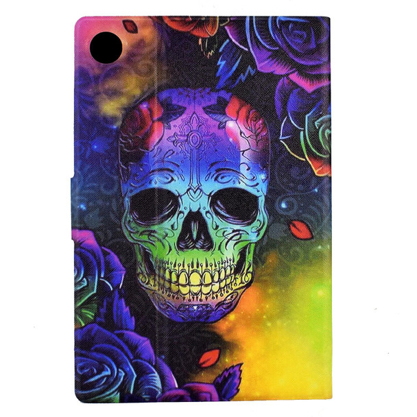 For Lenovo Tab M10 3rd Gen Coloured Drawing Smart Leatherette Tablet Case(Skull)